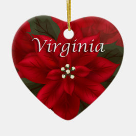 Ornamento Virginia Red Poinsettia Heart Keepsasaes
