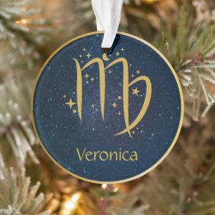 Ornamento Virgo símbolo Maiden zodiac dourado personalizado