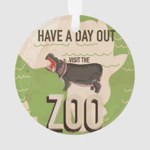 Ornamento Visite o Cartaz de Viagem Vintage do Zoológico.
