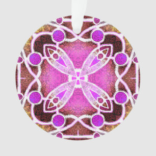 Ornamento Vitral da Catedral em Marrom e Rosa
