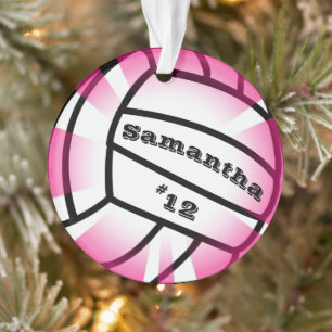 Ornamento Volei Rosa com Nome e Número Natal