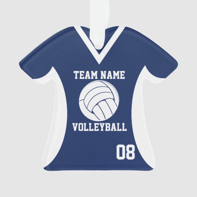 Ornamento Voleibol Sports Jersey Blue com foto (Frente)