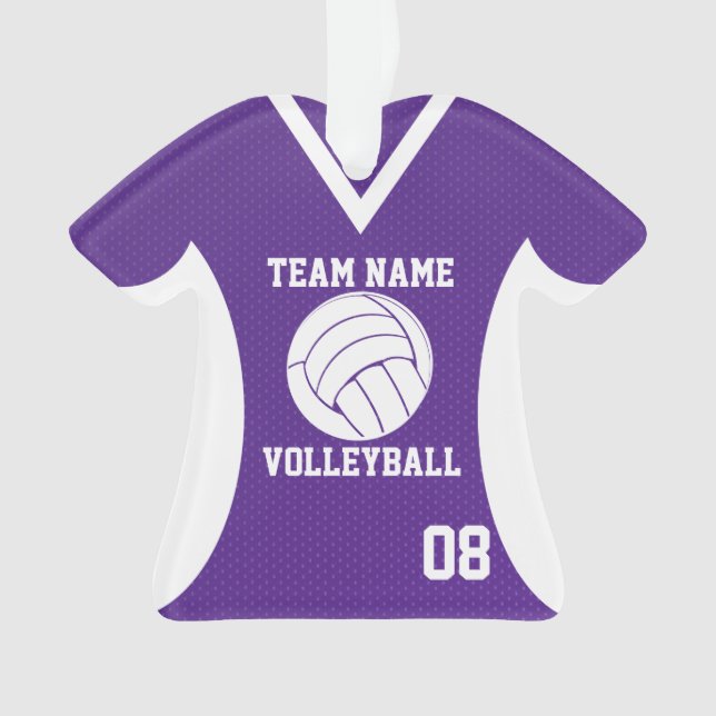 Ornamento Voleibol Sports Jersey Purple com Foto (Frente)
