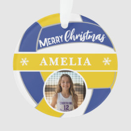 Ornamento Volleyball Ball Custom Name Merry Christmas Photo