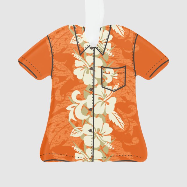 Ornamento Waikoloa Havaiana Hibiscus Floral Aloha Camisa (Frente)