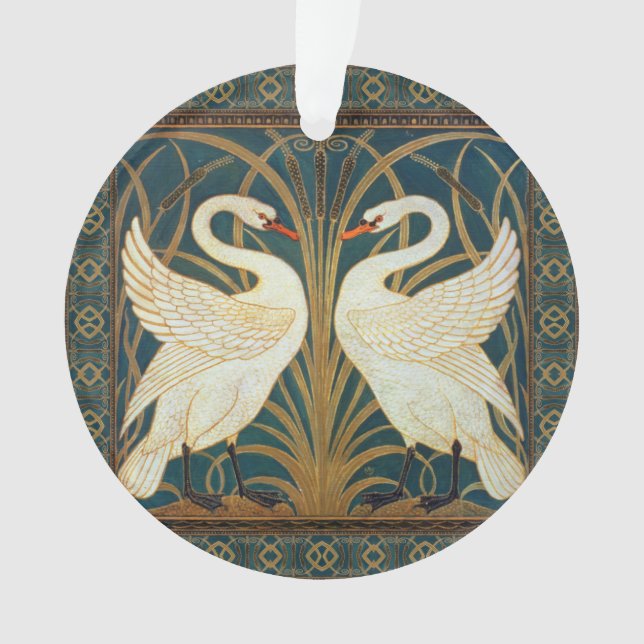 Ornamento Walter Crane Swan, Rush E Iris Art Nouveau (Frente)