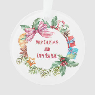 Ornamento Watercolor Christmas Floral Wreath Feriados
