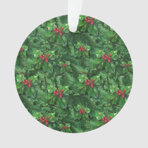 Ornamento Watercolor Christmas Holly Berries