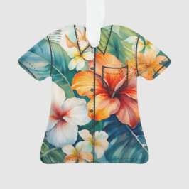 Ornamento Watercolor Havaiano Garden Tropical Hibiscus