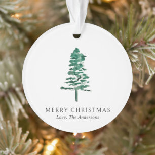 Ornamento Watercolor Pine Tree Foto Moderna do Natal