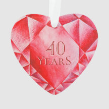Watercolor Ruby Heart 40º Aniversário de Casamento