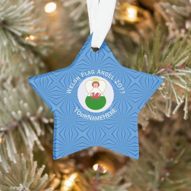 Ornamento Welsh Angel Hanukkah Flag Personalizado (Árvore)