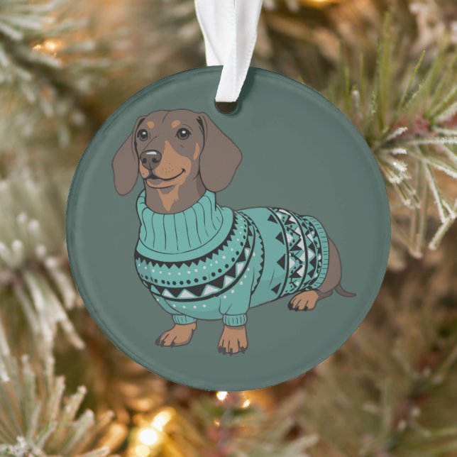 Ornamento Wiener Dog Christmas Ugly Sweater Dachshund Pet  (Árvore)