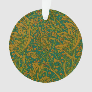 Ornamento William Morris Arcadia Floral Padrão Ouro Verde