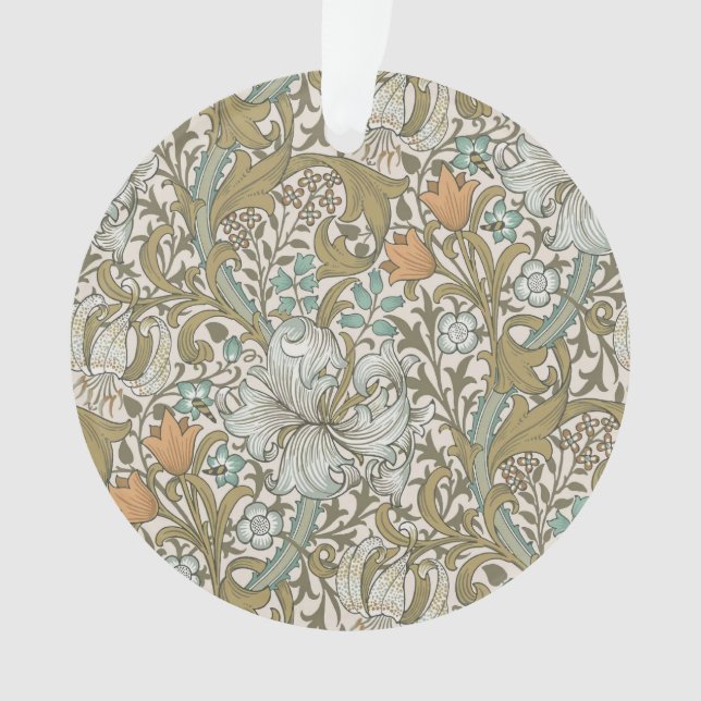 Ornamento William Morris Ouro Lily Blue Dourado Classic (Frente)