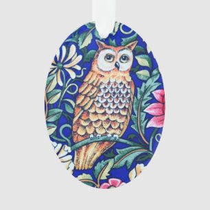 Ornamento William Morris Owl Tapeçaria, Beige e Cobalto Blue