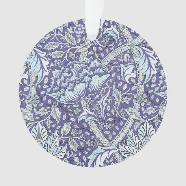 Ornamento William Morris Windrush Padrão Floral Azul (Frente)
