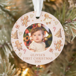 Ornamento Winter Gingerbird Baby First Christmas Photo