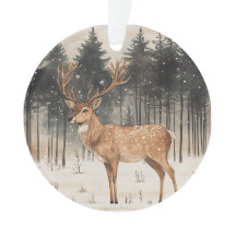 Winter Majestade Stag Winter Sceney Acrylic