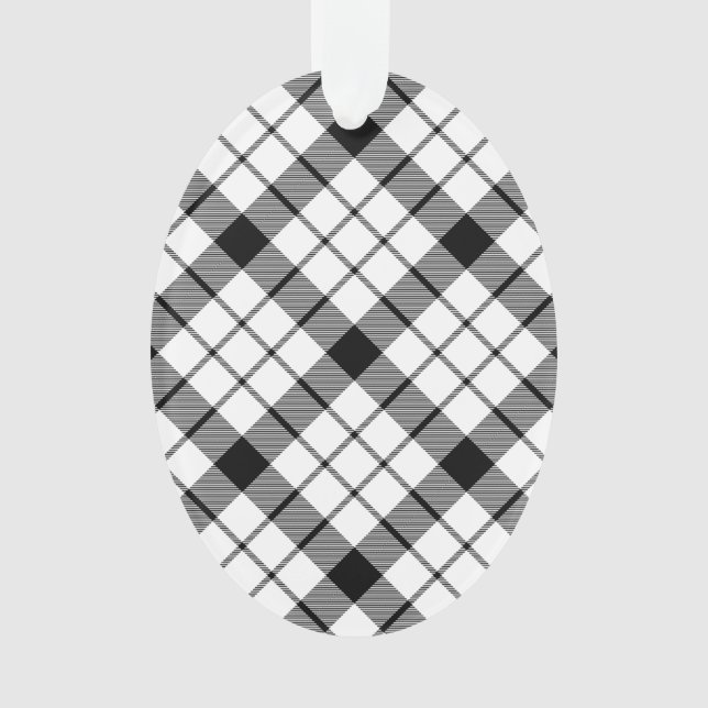 Ornamento Xadrez branca preta MacFarlane tartan (Frente)
