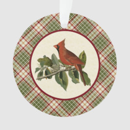 Ornamento Xadrez de Natal em Woodland com Cardeal Vintage