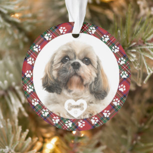 Ornamento Xadrez Foto de Natal de Animal de Estimação Stewar