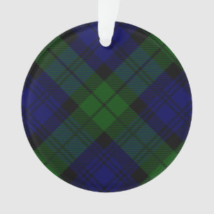 Ornamento Xadrez preta do verde azul do tartan do clã do