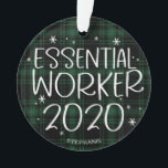 Ornamento Xadrez Verde de Natal Essencial 2020<br><div class="desc">Ornament de Xadrez Verde de Natal Essencial 2020</div>
