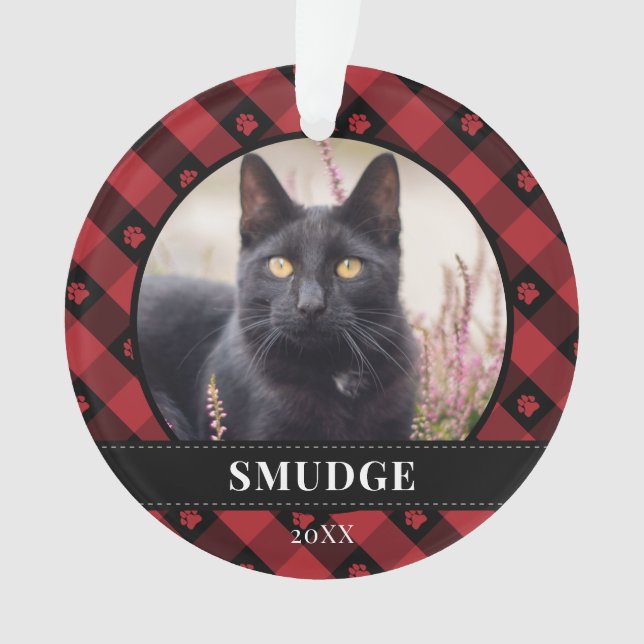 Ornamento Xadrez Vermelha Imprime Foto Pet (Frente)