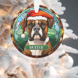 Ornamento Xmas de Cachorro Personalizado<br><div class="desc">Celebre a temporada de férias com este adorável ornamento acrílico com um cão Boxer em um chapéu de Papai Noel, projetado com um belo efeito colorido! Este ornamento duplo adiciona um toque único e festivo à sua árvore de Natal, perfeito para amantes Boxer e pais de estimação. Você pode torná-lo...</div>