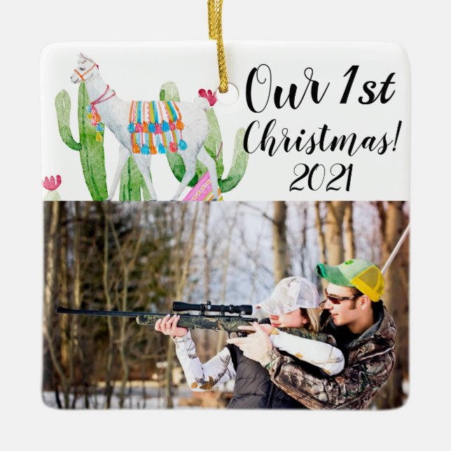 Ornamento XMAS Personalizado Boho Llama Bohemian C (Frente)