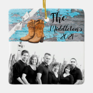 Ornamento XMAS Personalizado Boo da Porta Azul da