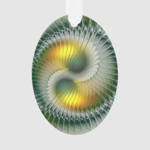 Ornamento Yin Yang Christmas Colors Abstrato Fractal Art