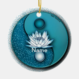 ornamento Yin Yang Lotus Azul
