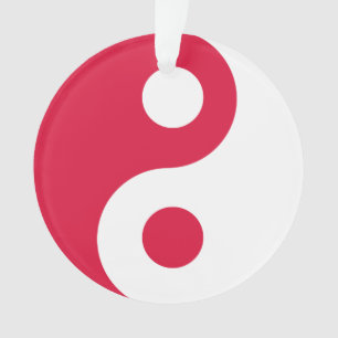 Ornamento Yin Yang Vermelho e Branco