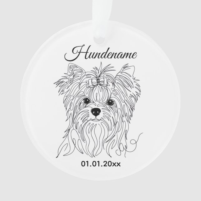Ornamento Yorkshire Terrier one line art customizable dog (Frente)