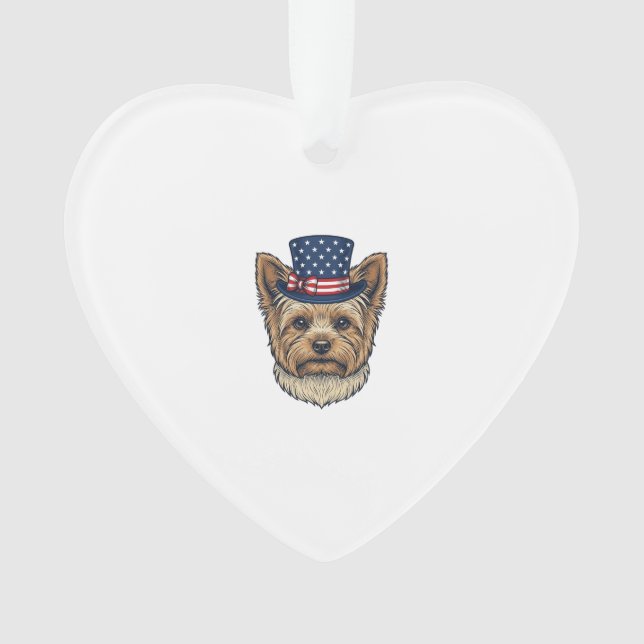 Ornamento Yorkshire Terrier Patriótico Vintage (Frente)