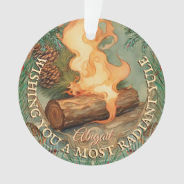 Ornamento Yule Log Vintage Winter Solstice Acrílico De Dois 