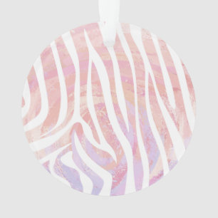 Ornamento Zebra rosa e Impressão branca