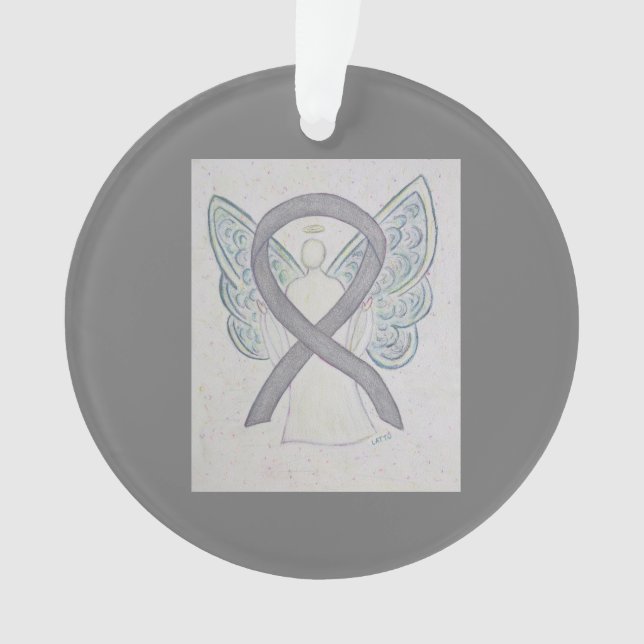 Ornamentos de Anjo de Fita de Consciência Prateada (Frente)