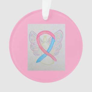 Ornamentos de anjo de fita de consciência rosa e