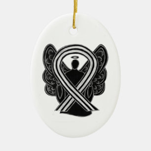 Ornamentos de anjo de fita de sensibilização em 