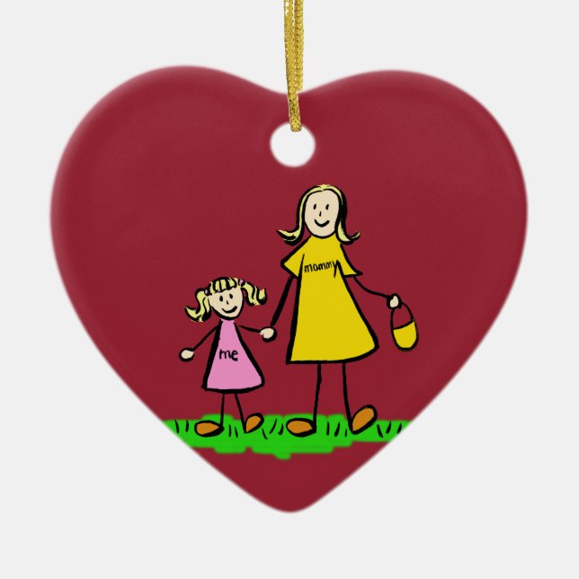 Ornamentos de Arte Familiar Personalizada da Mãe e (Frente)