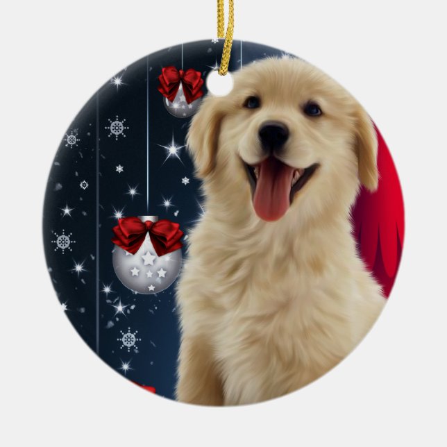Ornamentos de Árvore de Natal para ouro Retriever (Frente)