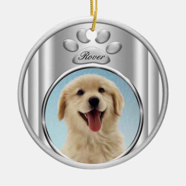 Ornamentos de Árvore de Natal para ouro Retriever (Frente)