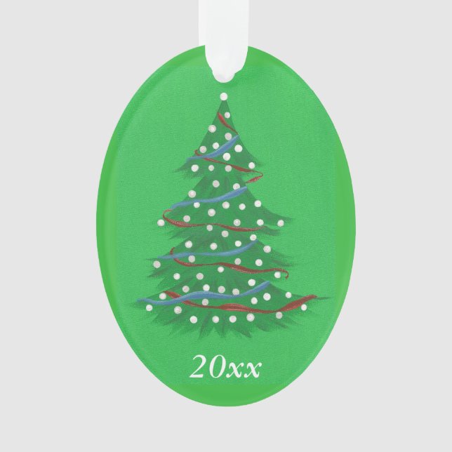 Ornamentos de Árvores de Natal Patriótico Azul Bra (Frente)