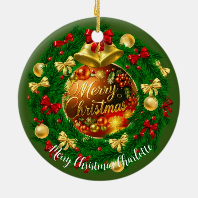Ornamentos de Árvores de Natal Personalizadas Clás (Traseira)