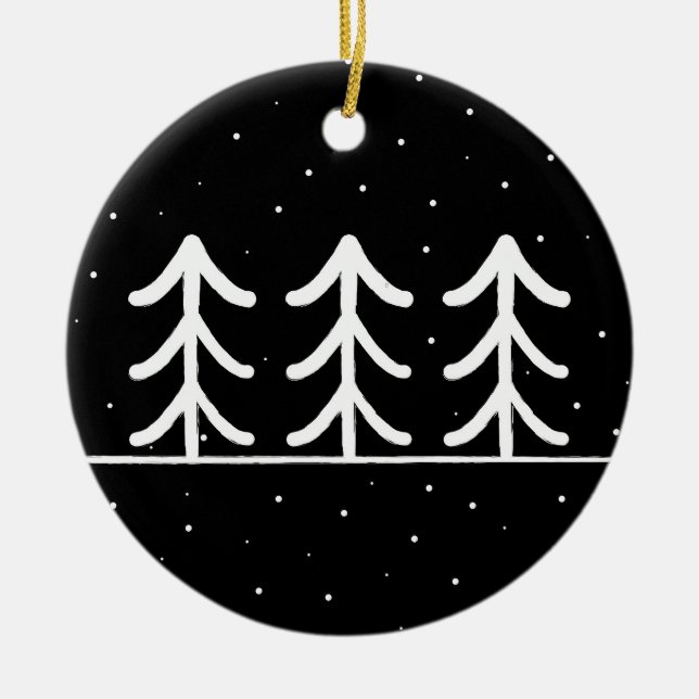 Ornamentos de Árvores de Natal Preto e Branco (Frente)
