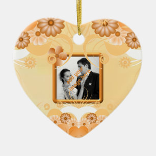 Ornamentos de Cardiões de Casamento Floral Dourado