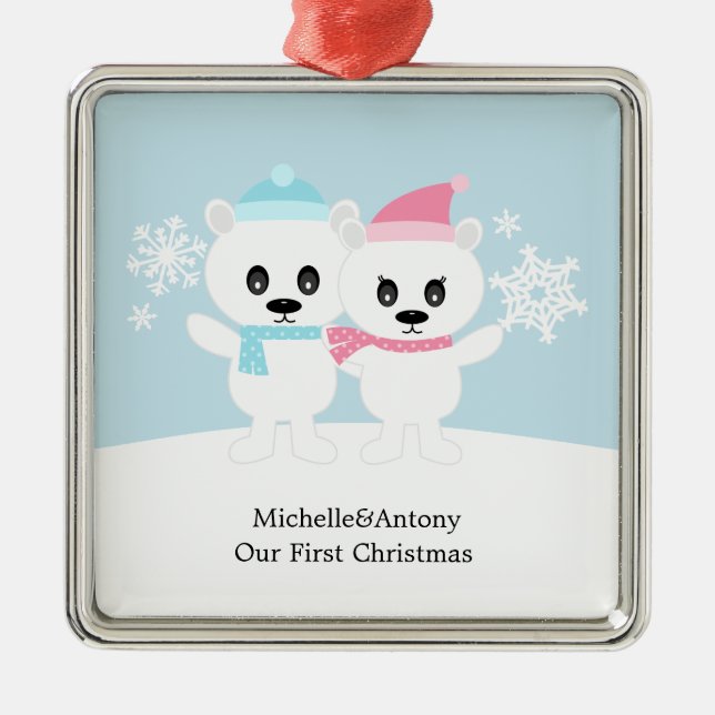 Ornamentos de Casal de Urso Polar (Frente)